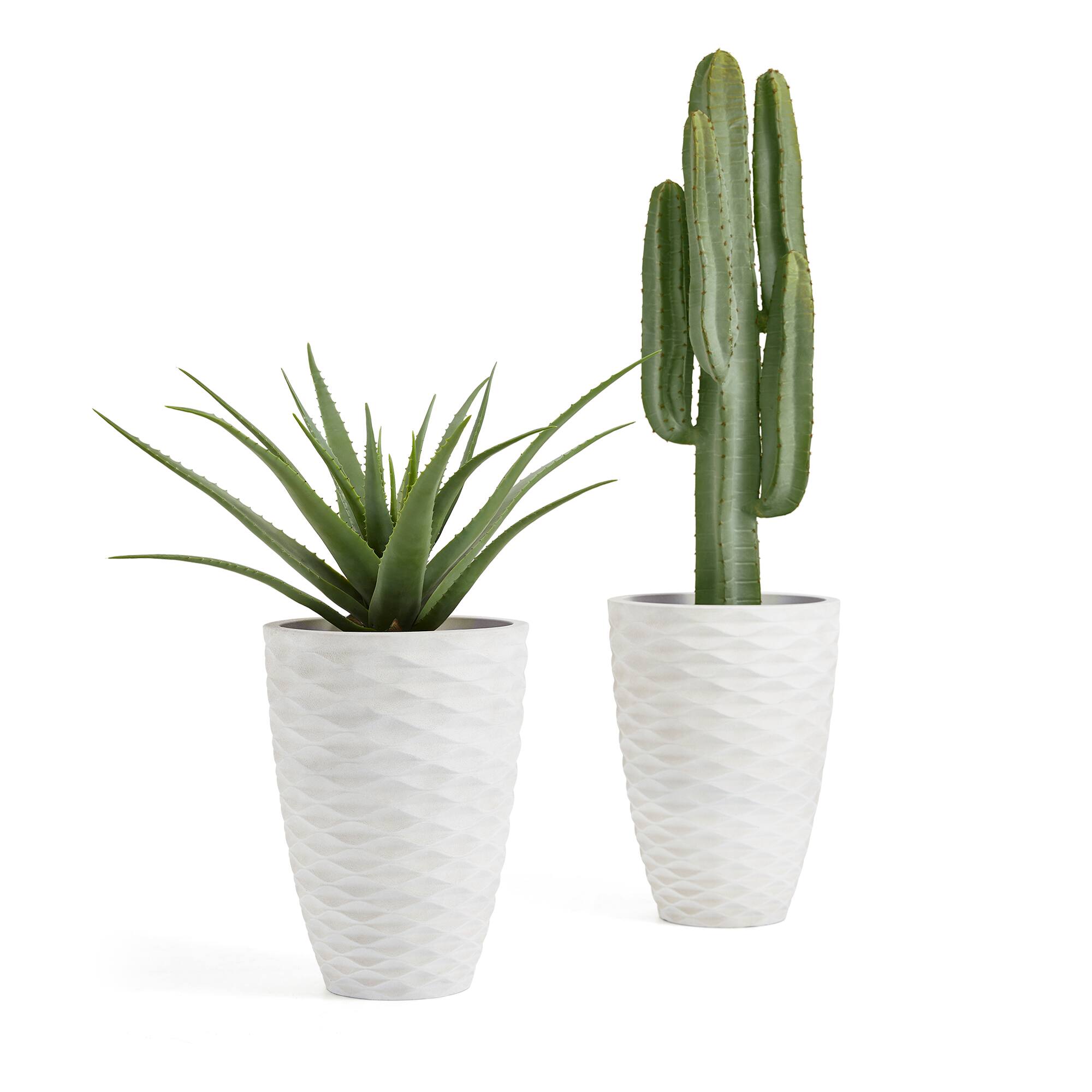Glitzhome® 19" Eco-Friendly Oversized Tall Round Diamond Planters, 2ct.